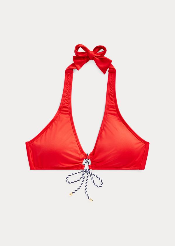 Top Bikini Ralph Lauren Mujer Rojos - Lace-Front Halter - EZVRK2051